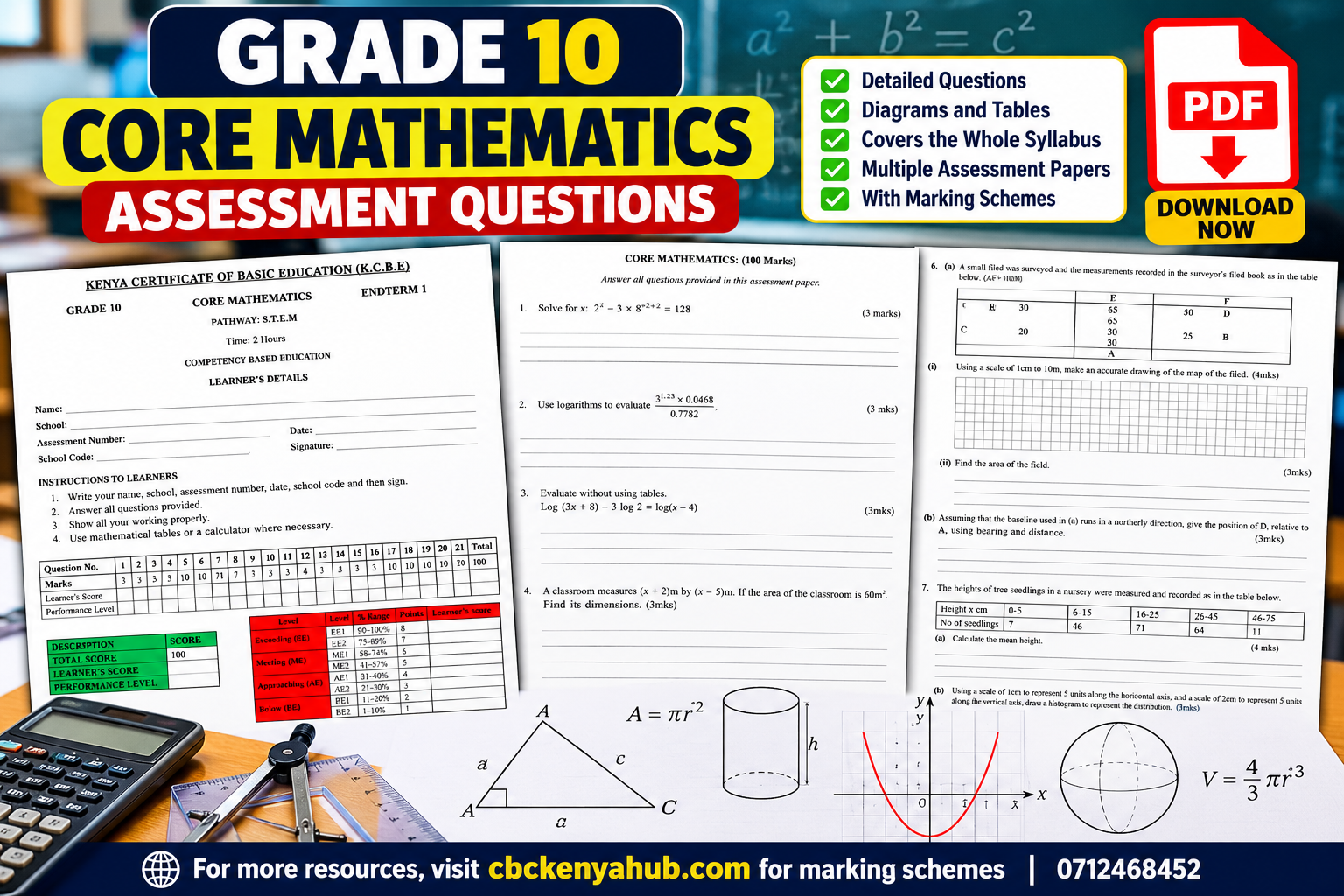Grade 10 Mathematics Assessment PDF